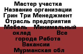Мастер участка › Название организации ­ Грин Три Менеджмент › Отрасль предприятия ­ Мебель › Минимальный оклад ­ 60 000 - Все города Работа » Вакансии   . Мурманская обл.,Оленегорск г.